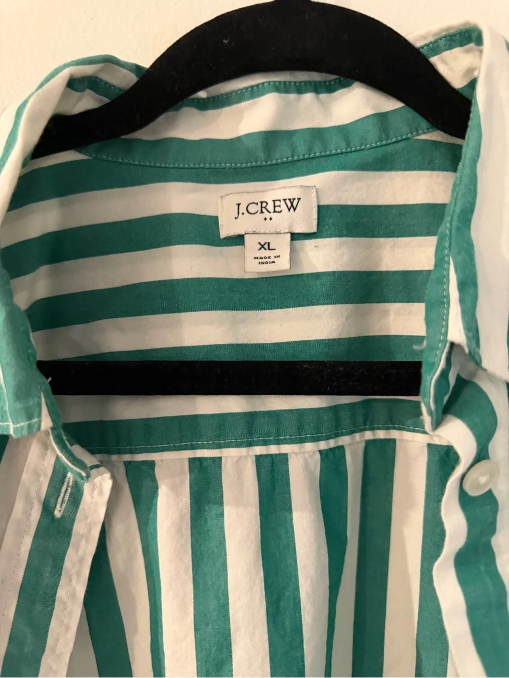 Green & White Striped Button-Up Shirt